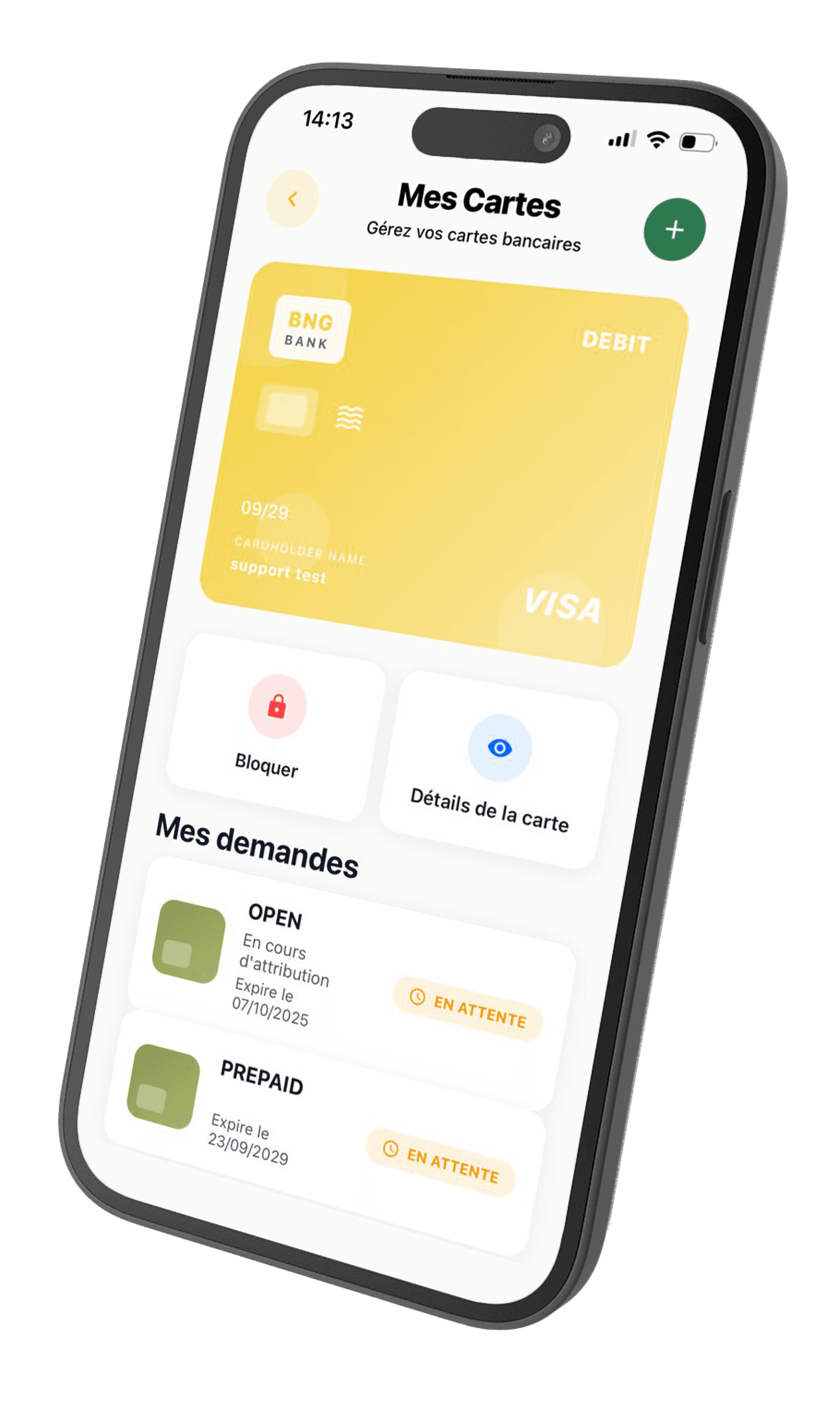 Application mobile — liste des cartes
